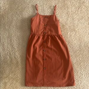 Elegant Terracotta Button-Down Dress